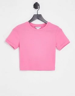 Urban Revivo Ribbed T-shirt In Pink For Women