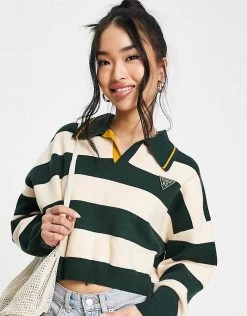 Urban Revivo Polo Neck Top In Green Stripe For Women -Urban Revivo Sales unnamed file 2170