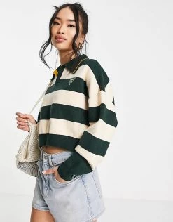 Urban Revivo Polo Neck Top In Green Stripe For Women -Urban Revivo Sales unnamed file 2171