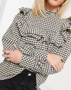 Urban Revivo Frill Detail Blouse In Check Print For Women Yellow Checkered -Urban Revivo Sales unnamed file 2205