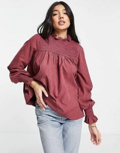 Urban Revivo Shirred High Neck Blouse In Red For Women -Urban Revivo Sales unnamed file 2210