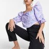 Urban Revivo Square Neck Blouse In Heart Print For Women Lilac -Urban Revivo Sales unnamed file 2218