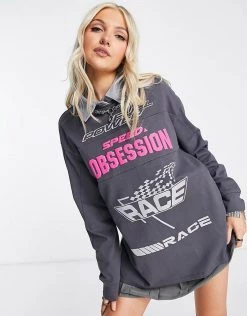 Urban Revivo Slogan Print Long Sleeve Top In Grey For Women -Urban Revivo Sales unnamed file 2262