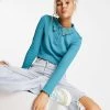 Urban Revivo Long Sleeve Polo Neck Top In Blue For Women -Urban Revivo Sales unnamed file 2263
