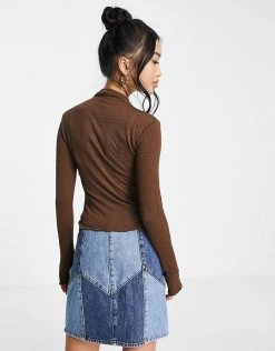 Urban Revivo Lettuce Hem Top In Brown For Women -Urban Revivo Sales unnamed file 2319