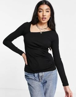 Urban Revivo Asymetric Top In Black For Women