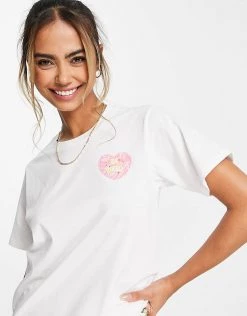 Urban Revivo Relaxed Slogan T-shirt In White For Women