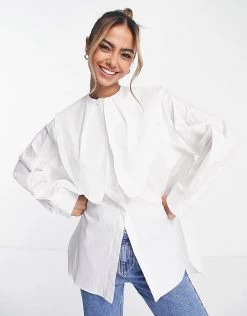 Urban Revivo Blouse With Oversized Collar In White For Women
