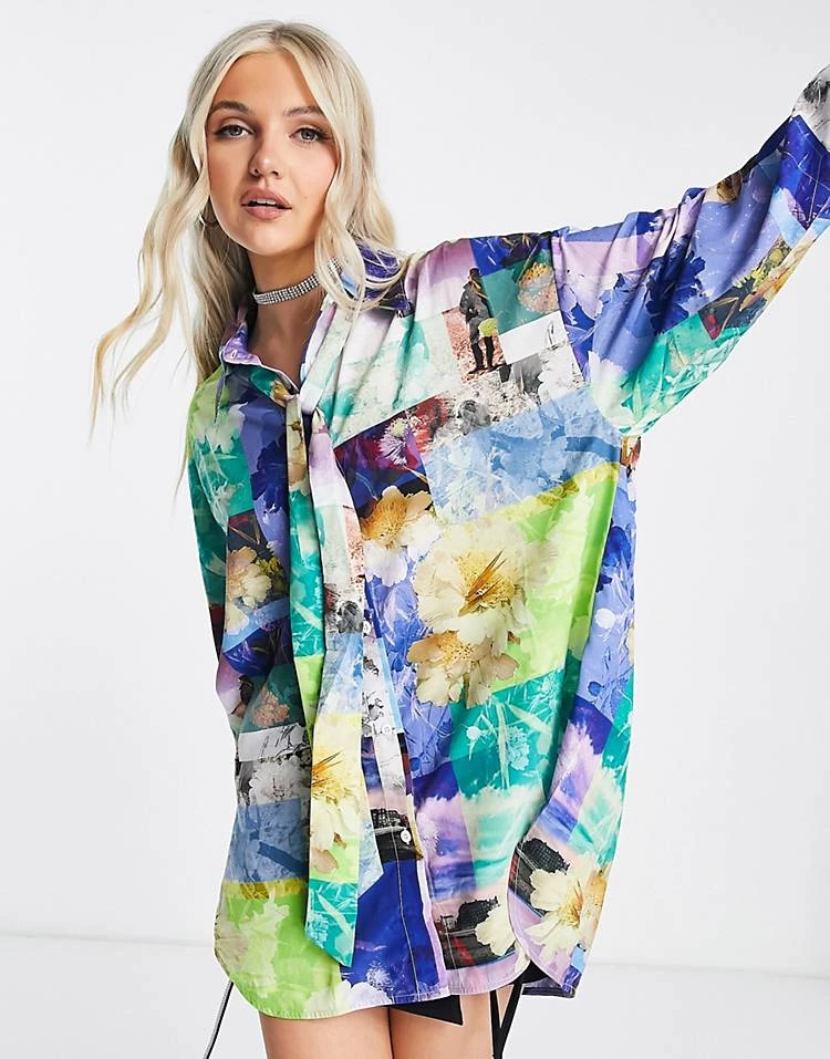 Urban Revivo Abstract Print Shirt In Multi For Women Blue 3 Urban Revivo Abstract Print Shirt In Multi For Women Blue