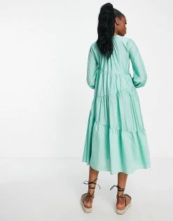 Urban Revivo Tiered Midi Dress In Light Green For Women -Urban Revivo Sales unnamed file 237