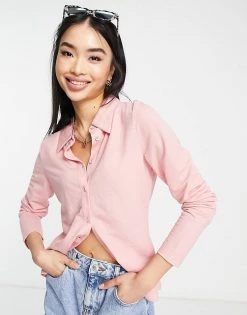 Urban Revivo Fitted Shirt In Pink For Women