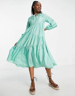 Urban Revivo Tiered Midi Dress In Light Green For Women -Urban Revivo Sales unnamed file 239