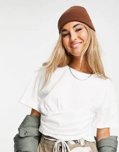 Urban Revivo Ruched Front T-shirt In White For Women