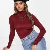 Urban Revivo Roll Neck Jersey Top In Burgundy For Women -Urban Revivo Sales unnamed file 2403