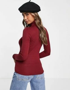 Urban Revivo Roll Neck Jersey Top In Burgundy For Women -Urban Revivo Sales unnamed file 2405