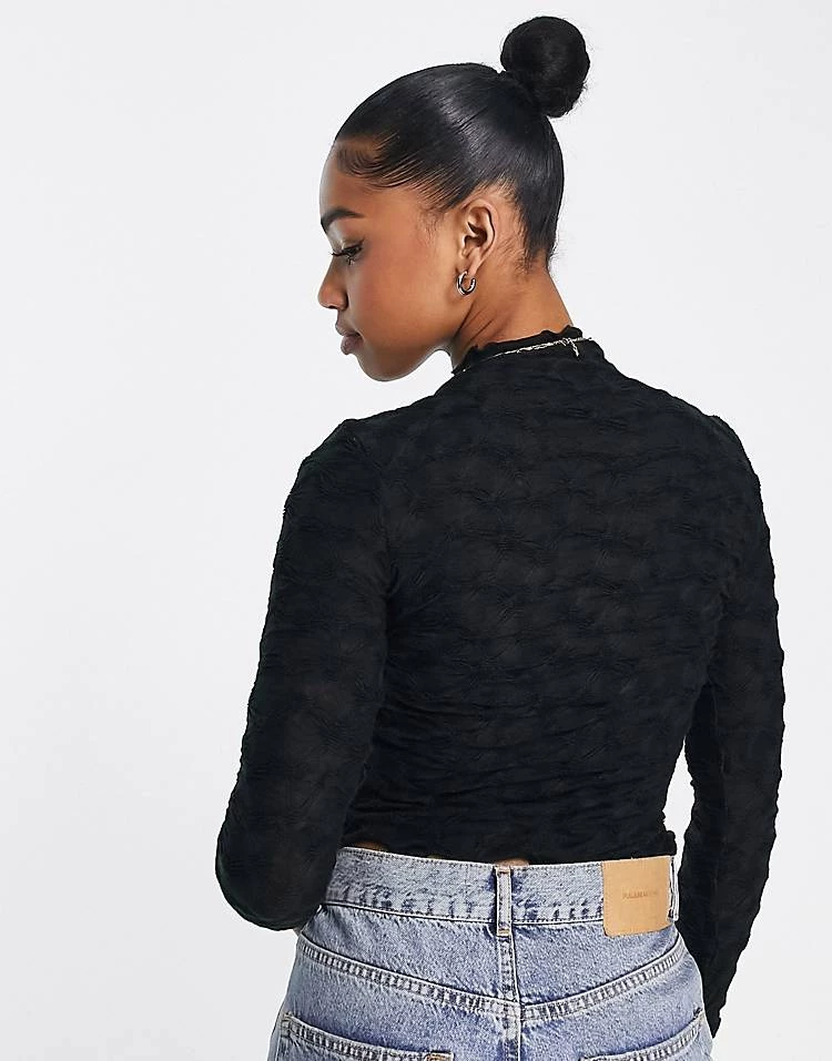 Urban Revivo Long Sleeve High Neck Mock Ruffle Top In Black For Women 4 Urban Revivo Long Sleeve High Neck Mock Ruffle Top In Black For Women - Image 2