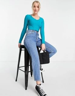 Urban Revivo Long Sleeve Knitted Top In Blue For Women -Urban Revivo Sales unnamed file 2480