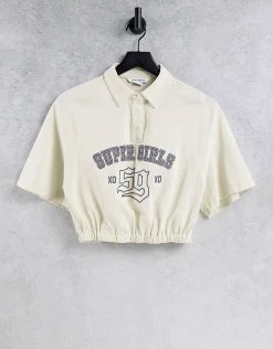 Urban Revivo Polo Neck Shirt In Beige For Women