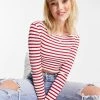 Urban Revivo Long Sleeve Knitted Top In Red Stripe For Women