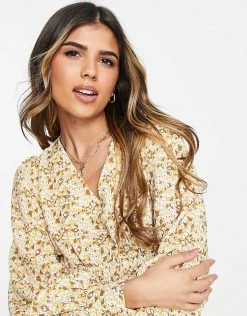 Urban Revivo Ruched Waist Midi Dress In Yellow Floral Print For Women -Urban Revivo Sales unnamed file 252