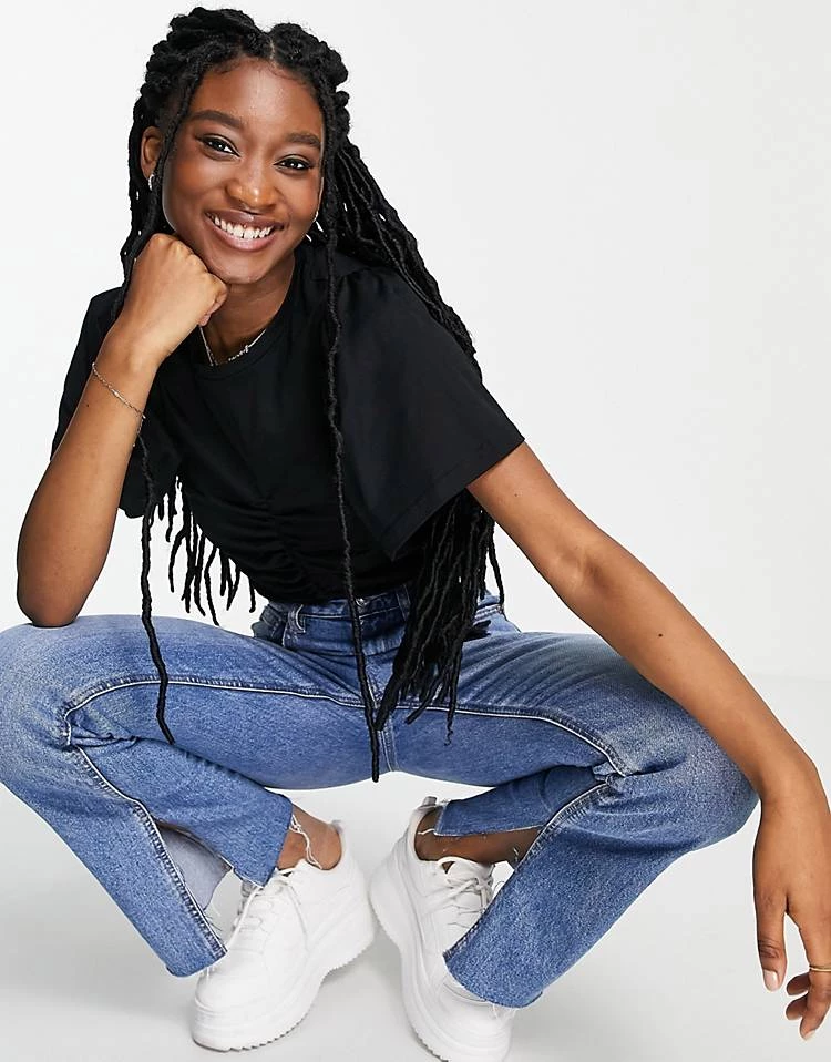 Urban Revivo Ruched Front T-shirt In Black For Women 6 Urban Revivo Ruched Front T-shirt In Black For Women - Image 4