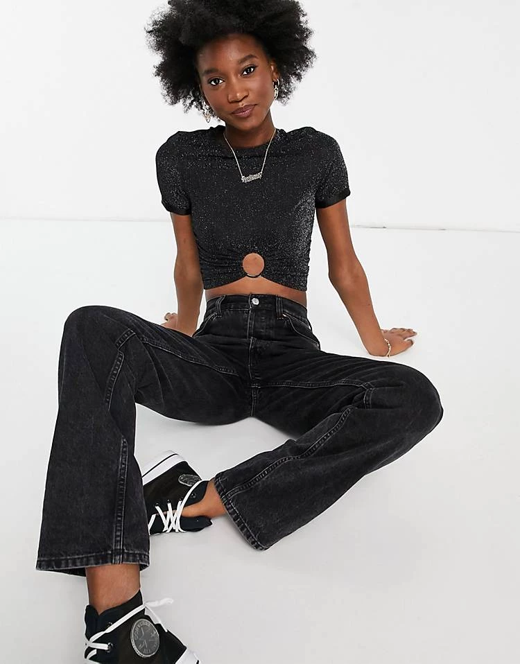 Urban Revivo Ring Detail Cropped T-shirt In Black For Women 5 Urban Revivo Ring Detail Cropped T-shirt In Black For Women - Image 3