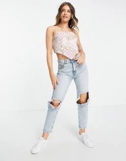 Urban Revivo Patch Print Scarf Top In Pale Pink For Women -Urban Revivo Sales unnamed file 2611