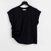 Urban Revivo Cut Out Ruched Detail T-shirt In Black For Women