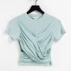 Urban Revivo Twist Front T-shirt In Dark Aqua Green For Women