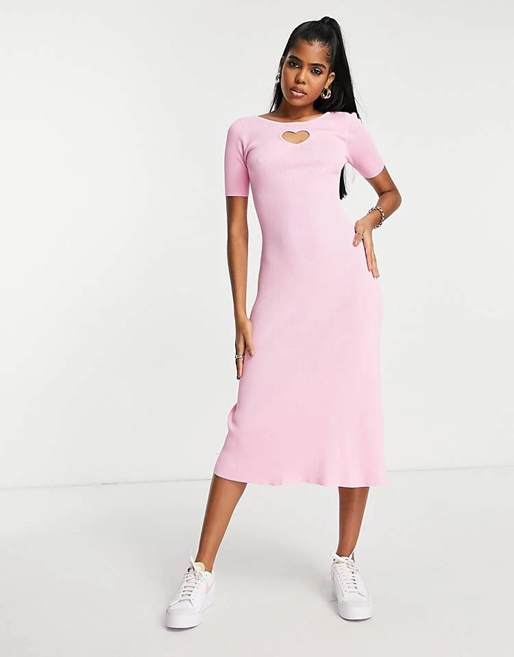 Urban Revivo Knitted Midi Dress With Cut Out Heart In Pink For Women 7 Urban Revivo Knitted Midi Dress With Cut Out Heart In Pink For Women - Image 5