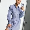 Urban Revivo Mini Shirt Dress In Blue For Women -Urban Revivo Sales unnamed file 275