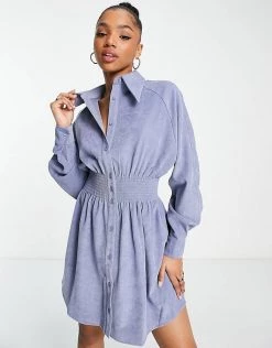 Urban Revivo Mini Shirt Dress In Blue For Women -Urban Revivo Sales unnamed file 277