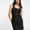 Urban Revivo Bodice Detail Bodycon Midi Dress In Black For Women