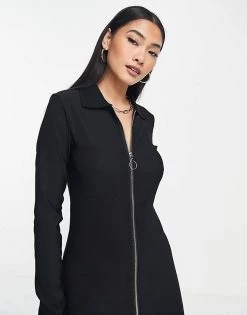 Urban Revivo Zip Front Midi Dress In Black For Women -Urban Revivo Sales unnamed file 302