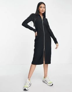 Urban Revivo Zip Front Midi Dress In Black For Women -Urban Revivo Sales unnamed file 303