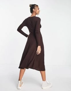 Urban Revivo Twist Front Midi Dress In Brown For Women -Urban Revivo Sales unnamed file 313