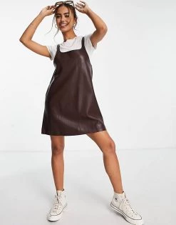 Urban Revivo Faux Leather Cami Shift Mini Dress In Brown For Women -Urban Revivo Sales unnamed file 319