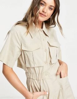 Urban Revivo Utility Playsuit In Beige For Women -Urban Revivo Sales unnamed file 32