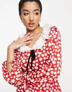 Urban Revivo Floral Print Mini Dress In Red For Women -Urban Revivo Sales unnamed file 342