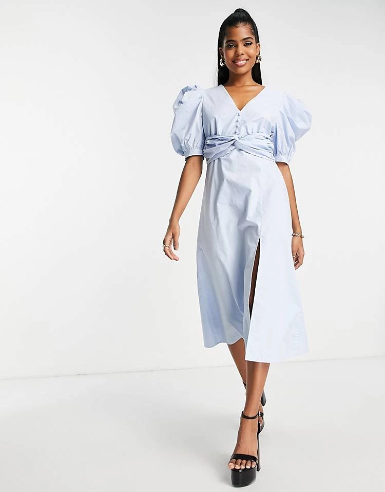 Urban Revivo Cut Out Heart Knitted Midi Dress In Blue For Women 3 Urban Revivo Cut Out Heart Knitted Midi Dress In Blue For Women