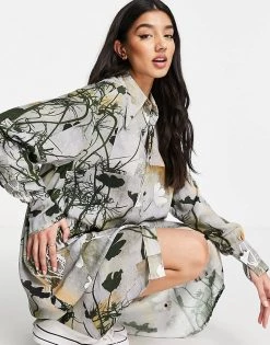 Urban Revivo Printed Shirt Dress In Grey For Women -Urban Revivo Sales unnamed file 387