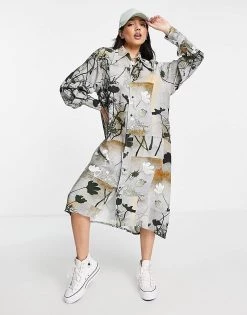 Urban Revivo Printed Shirt Dress In Grey For Women -Urban Revivo Sales unnamed file 389