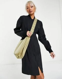 Urban Revivo Long Sleeve Shirt Dress In Black For Women Grey -Urban Revivo Sales unnamed file 391