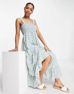 Urban Revivo Cami Maxi Dress In Yellow Print For Women