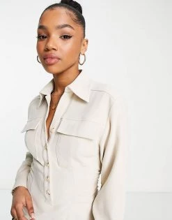 Urban Revivo Shirt Midi Dress In Beige For Women -Urban Revivo Sales unnamed file 407