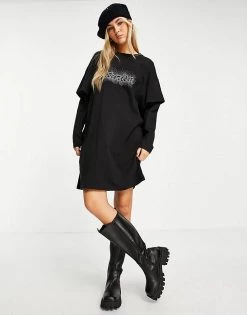 Urban Revivo Slogan T-shirt Mini Dress In Black For Women -Urban Revivo Sales unnamed file 463