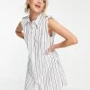 Urban Revivo Oversize Stripe Sleeveless Shirt Dress In White For Women -Urban Revivo Sales unnamed file 490