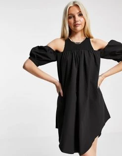 Urban Revivo Cold Shoulder Mini Dress In Black For Women