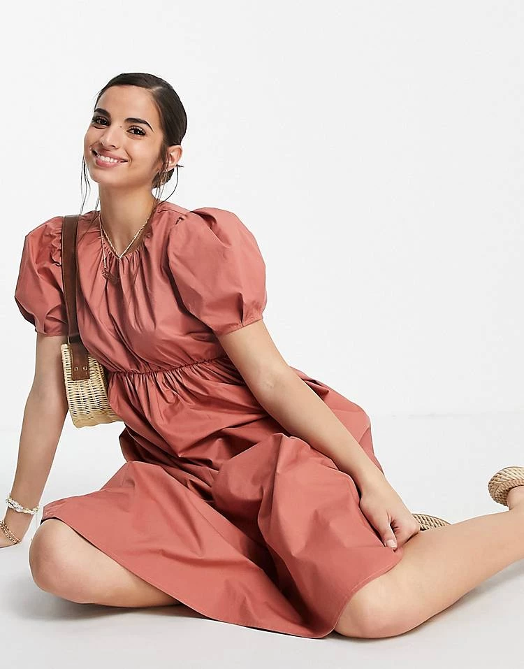 Urban Revivo Gathered Waist Midi Smock Dress In Brown For Women 5 Urban Revivo Gathered Waist Midi Smock Dress In Brown For Women - Image 3