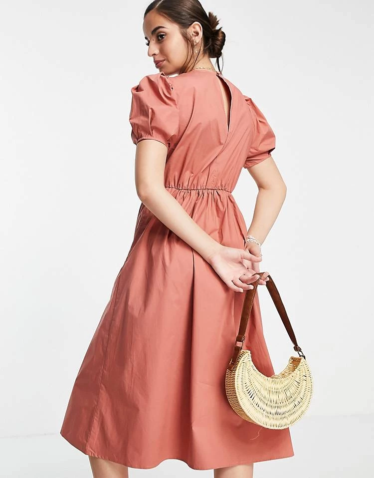 Urban Revivo Gathered Waist Midi Smock Dress In Brown For Women 6 Urban Revivo Gathered Waist Midi Smock Dress In Brown For Women - Image 4